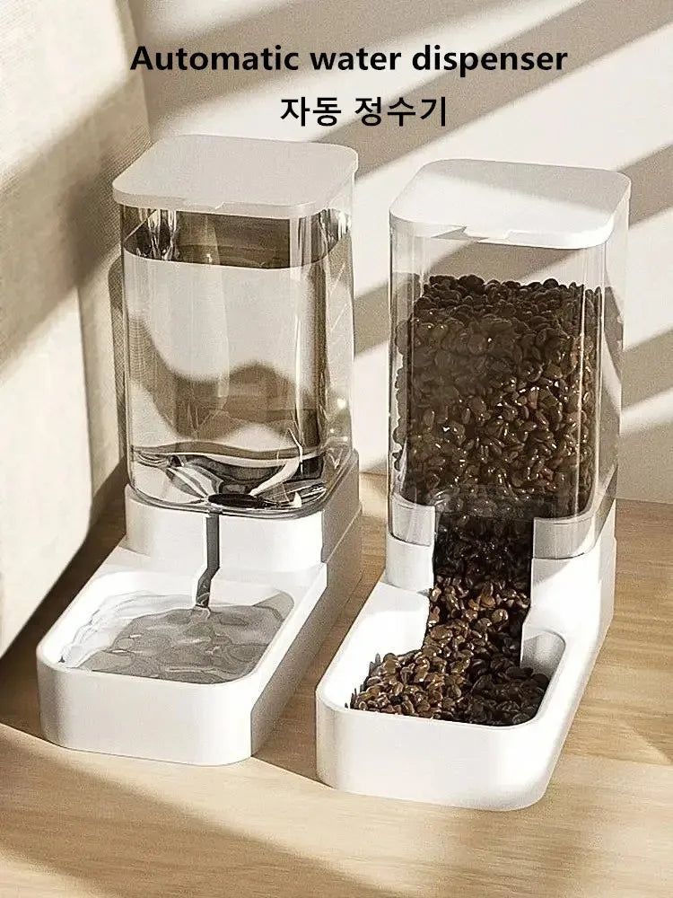Transparent automatic tilting water bowl, large-capacity food storage container, pet supplies (suitable for cats and dogs)