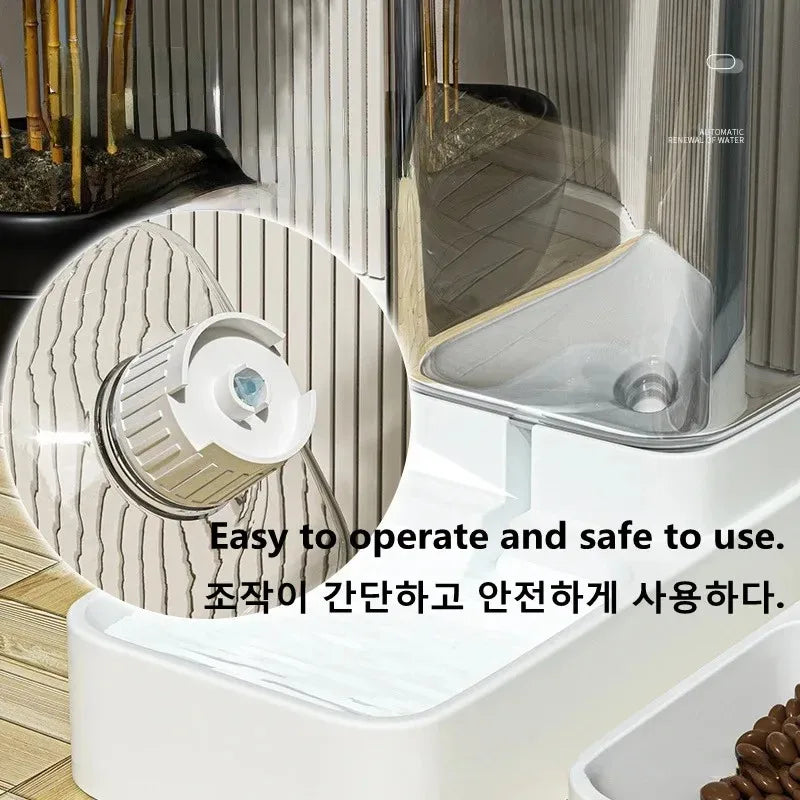 Transparent automatic tilting water bowl, large-capacity food storage container, pet supplies (suitable for cats and dogs)