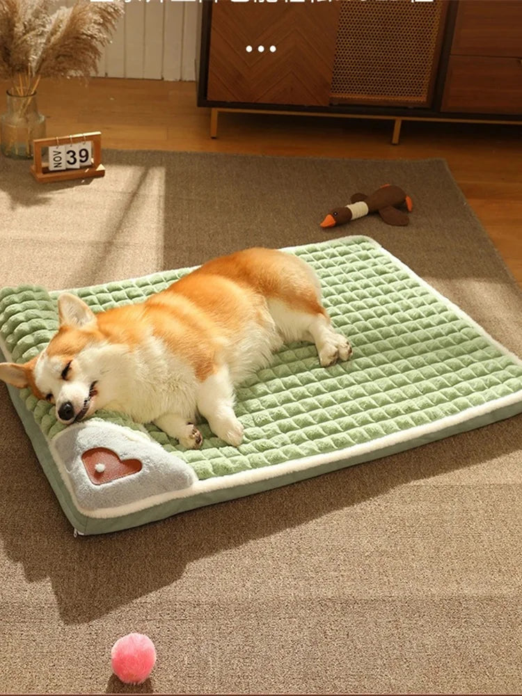 Winter Warm Dog Mat Luxury Sofa for Small Medium Dogs Plaid Bed for Cats Dogs Fluff Sleeping Removable Washable Pet Beds